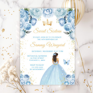 Invitation Brunette aux cheveux bleu clair Princesse Sweet Se