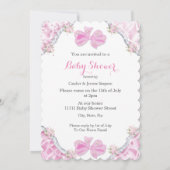 Invitation Brunette Baby shower rose Parapluie Fleurs Fille (Dos)