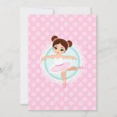 Invitation Brunette Ballerina Ballet Danser Anniversaire (Dos)