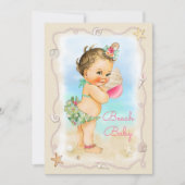 Invitation Brunette Beach Bébé Conch Baby shower Shell (Devant)