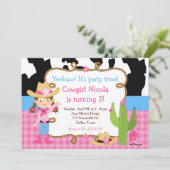 Invitation Brunette Cowgirl Western fête d'anniversaire (Debout devant)
