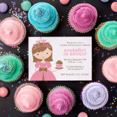 Invitation Brunette Cupcake Princesse Anniversaire
