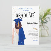 Invitation Brunette Female Bleue Elle Croit Diplôme (Debout devant)