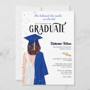 Invitation Brunette Female Bleue Elle Croit Diplôme
