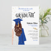 Invitation Brunette Female Bleue Elle Croit Diplôme (Debout devant)