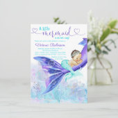 Invitation Brunette Mermaid Baby shower (Debout devant)