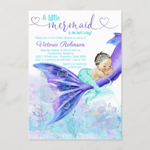 Invitation Brunette Mermaid Baby shower