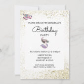 Invitation *~* Brunette Mermaid Parties scintillant aurifère  (Dos)