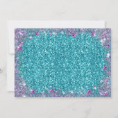 Invitation Brunette Mermaid Turquoise et violette Fête d'anni (Dos)
