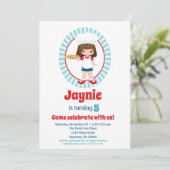 Invitation Brunette Pizza Party Filles Anniversaire (Debout devant)