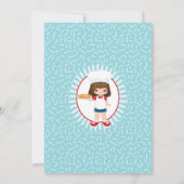 Invitation Brunette Pizza Party Filles Anniversaire (Dos)