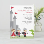 Invitation Brunette Princess and Knights Birthday (Debout devant)