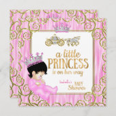 Invitation Brunette Princess Baby shower Cheval Rose Carrière (Devant / Derrière)