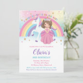 Invitation Brunette Princess Unicorne Anniversaire Party Arc- (Debout devant)