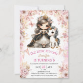 Invitation Brunette Princesse Unicorn 6e anniversaire Invitat (Devant)