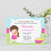 Invitation Brunette Sleepover Fête du bois d'oeuvre Anniversa (Debout devant)