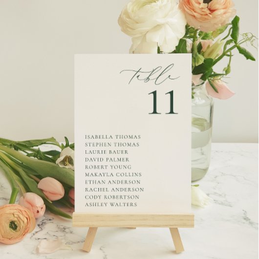 Invitation BRUNSWICK Green Seating Table Number Card