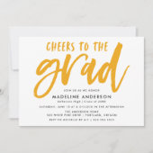 Invitation Brush Jaune Grad Grad Script Graduation (Devant)