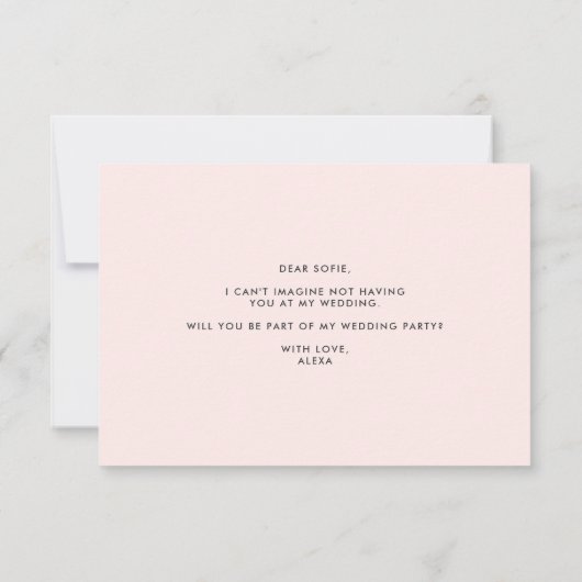 Invitation Brush Letch Blush Serez-Vous Ma Femme D'Accueil (Dos)