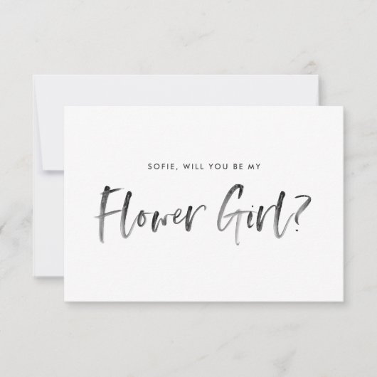 Invitation Brush Letch Blush Serez-Vous Ma Fille Fleur (Devant)