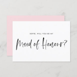 Invitation Brush Letting Pink Serez-vous ma femme d'honneur