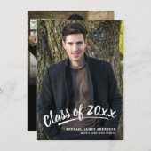 Invitation Brush Script Modernisation Graduation 2+Photograph (Devant / Derrière)