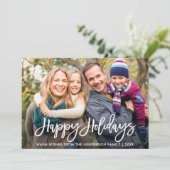 Invitation Brush Script Photo Happy Holidays Card Kraft (Debout devant)