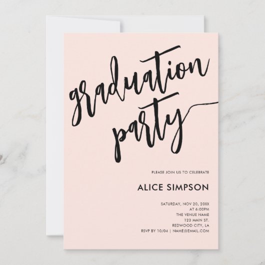 Invitation Brush Script Simple Photo Graduation Party (Devant)