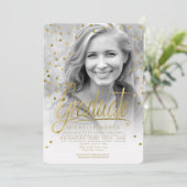 Invitation Brush Strokes & Confetti Black Gold ID511 (Debout devant)
