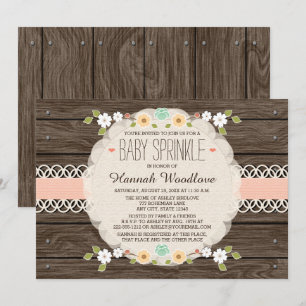 INVITATION BRUSQUE FLORALE ROUSTIQUE BOHO BABY SPR