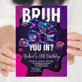 Invitation Brut You In Vidéo Jeu Neon Gamer Anniversaire