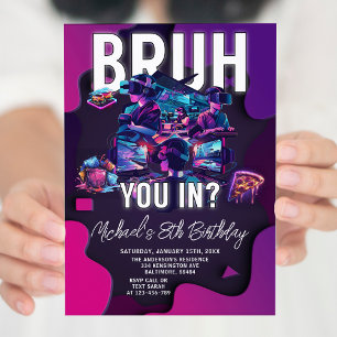 Invitation Brut You In Vidéo Jeu Neon Gamer Anniversaire