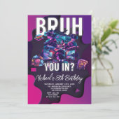 Invitation Brut You In Vidéo Jeu Neon Gamer Anniversaire (Debout devant)