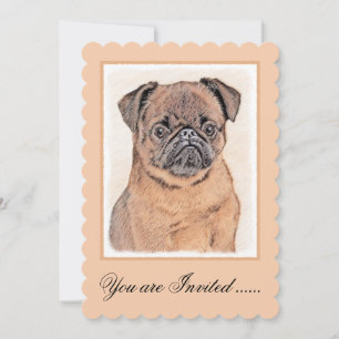 Invitation Bruxelles Griffon Smooth Painting Original Chien A