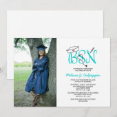 Invitation BSN Infirmière photo de remise de diplômes / turqu (Devant / Derrière)