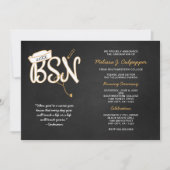 Invitation BSN photo graduation pinning party, or noir (Devant)