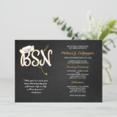Invitation BSN photo graduation pinning party, or noir (Debout devant)
