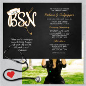 Invitation BSN photo graduation pinning party, or noir