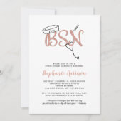 Invitation BSN pinning infirmière graduation rose or invitati (Devant)