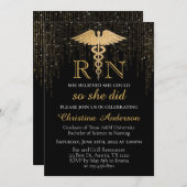 Invitation BSN RN Gold Parties scintillant étincelante Diplôm (Devant / Derrière)