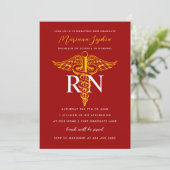 Invitation BSN RN Nurse Graduation Rouge et Or (Debout devant)