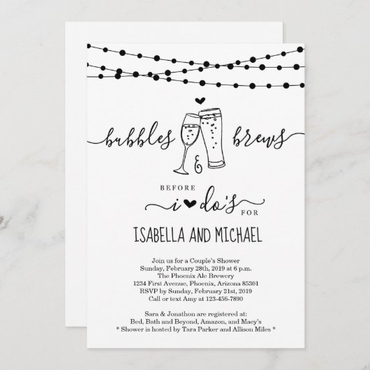Invitation Bubble & Brew avant que je ne fais Couple Shower I (Devant / Derrière)