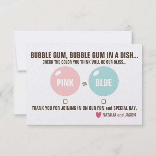 INVITATION BUBBLE GUM BUBBLE GUM GENDER REVEAL BALLOT (Devant)