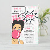 Invitation Bubble Gum Prêt à Pop Girl Baby shower (Debout devant)