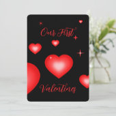 Invitation Bubble Heart Coupon Black Valentine Card (Debout devant)