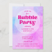 Invitation Bubble Party Anniversaire de Bubble violet rose ch (Devant)