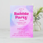 Invitation Bubble Party Anniversaire de Bubble violet rose ch (Debout devant)