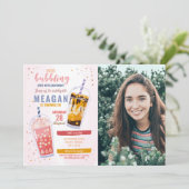 Invitation Bubble Thé Anniversaire Café Boutique Photo Célébr (Debout devant)