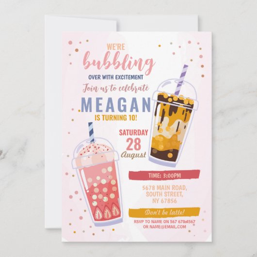 Invitation Bubble Thé Anniversaire Café Shop Célébration (Devant)