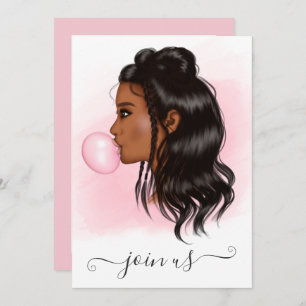 Invitation Bubblegum African American Bachelorette Party